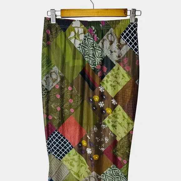 Patchwork Mesh Maxi Skirt Medium Indie 90s‎ Earthy Boho Fairy Grunge Artsy - Picture 6 of 11